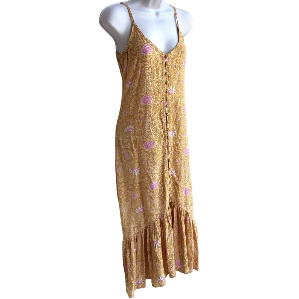 Beachgold Button Down Sundress with Ruffled Hem-Has Sml Ink Spots-size XS - Picture 2 of 11